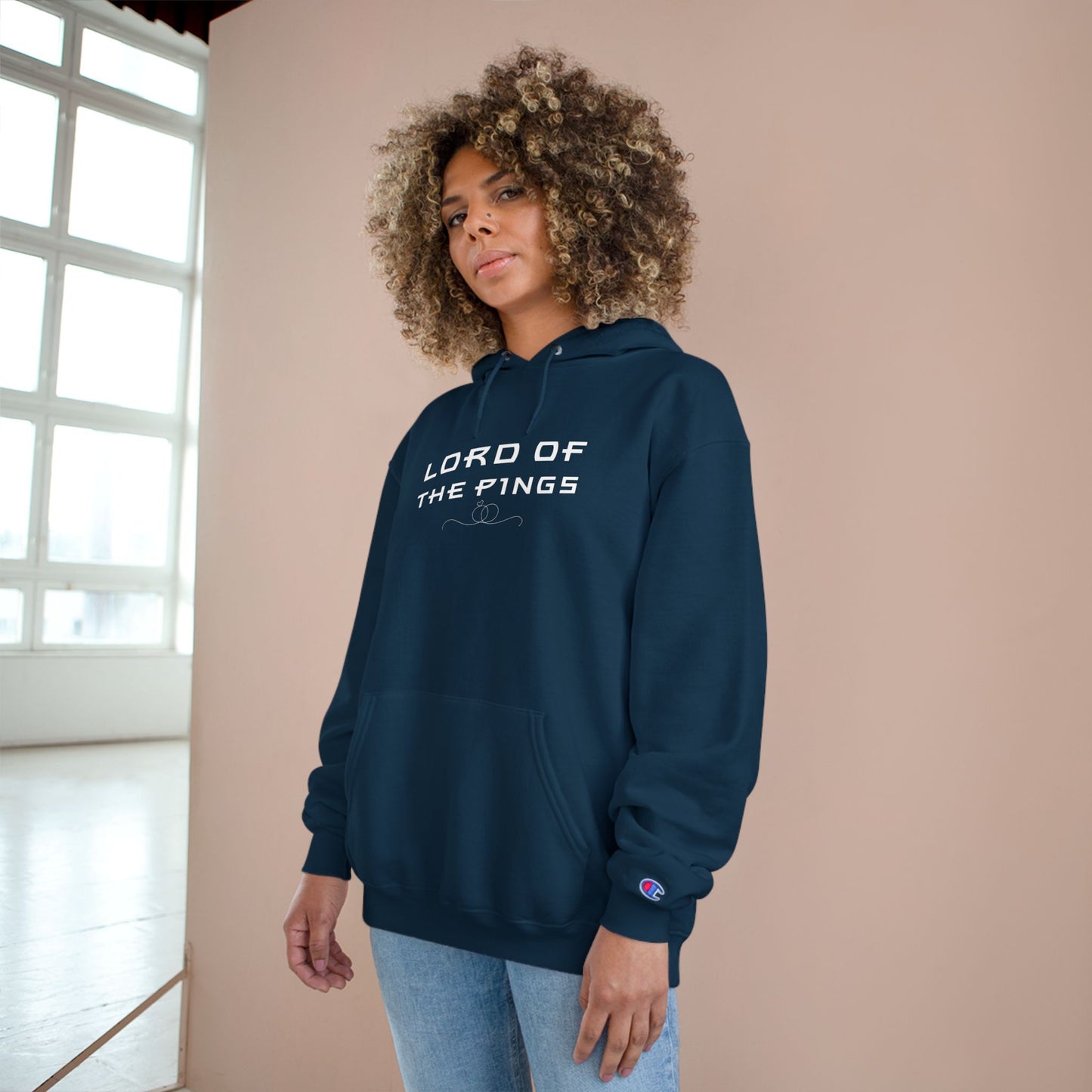 Navy Champion Hoodie – Lord of the Pings Sweatshirt for Network Engineers