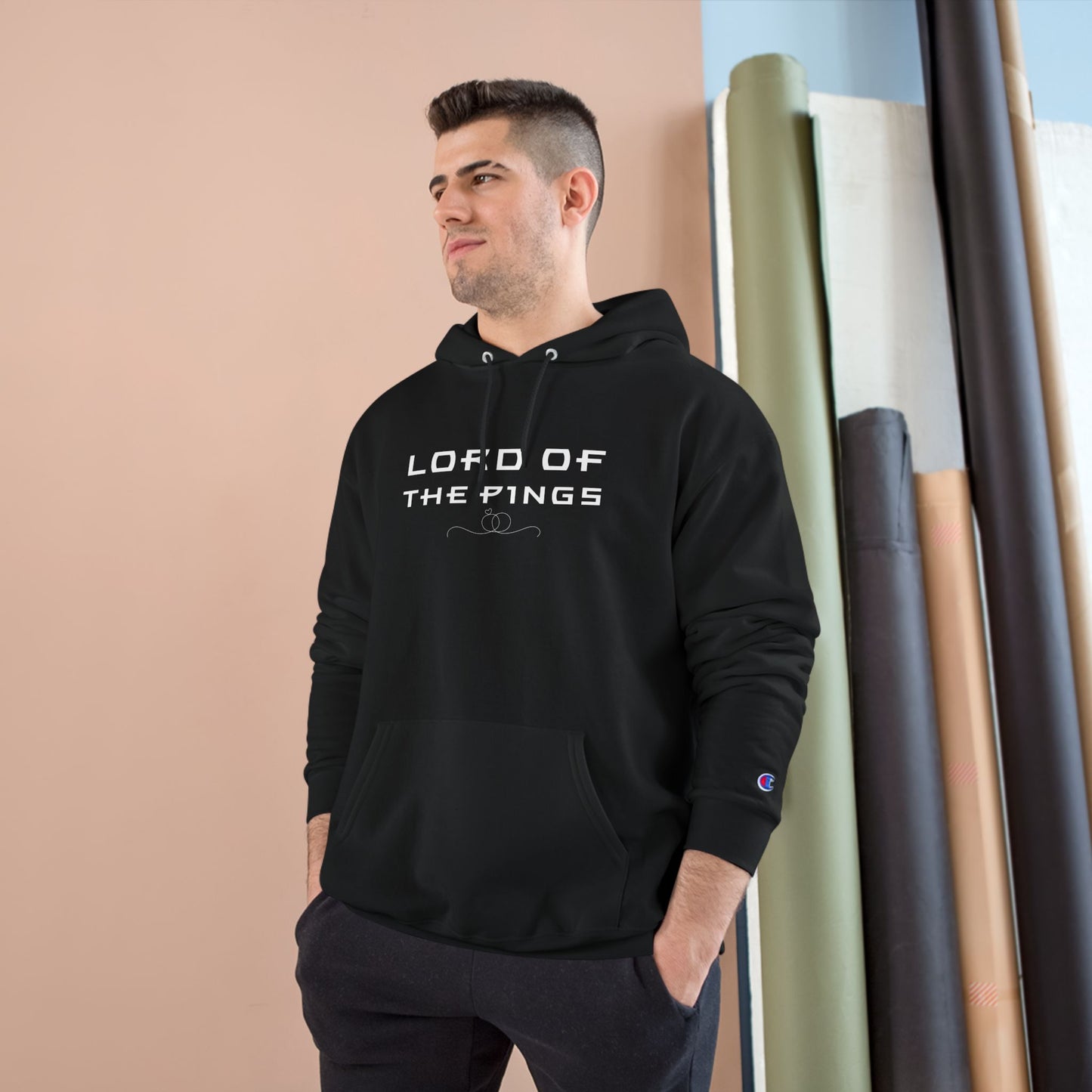 Funny IT Hoodie – Lord of the Pings Black Champion Sweatshirt for Tech Geeks