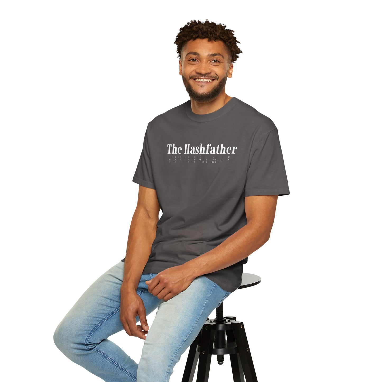 he HashFather Cybersecurity T-Shirt in Graphite – Funny IT apparel for ethical hackers, pentesters, and tech professionals
