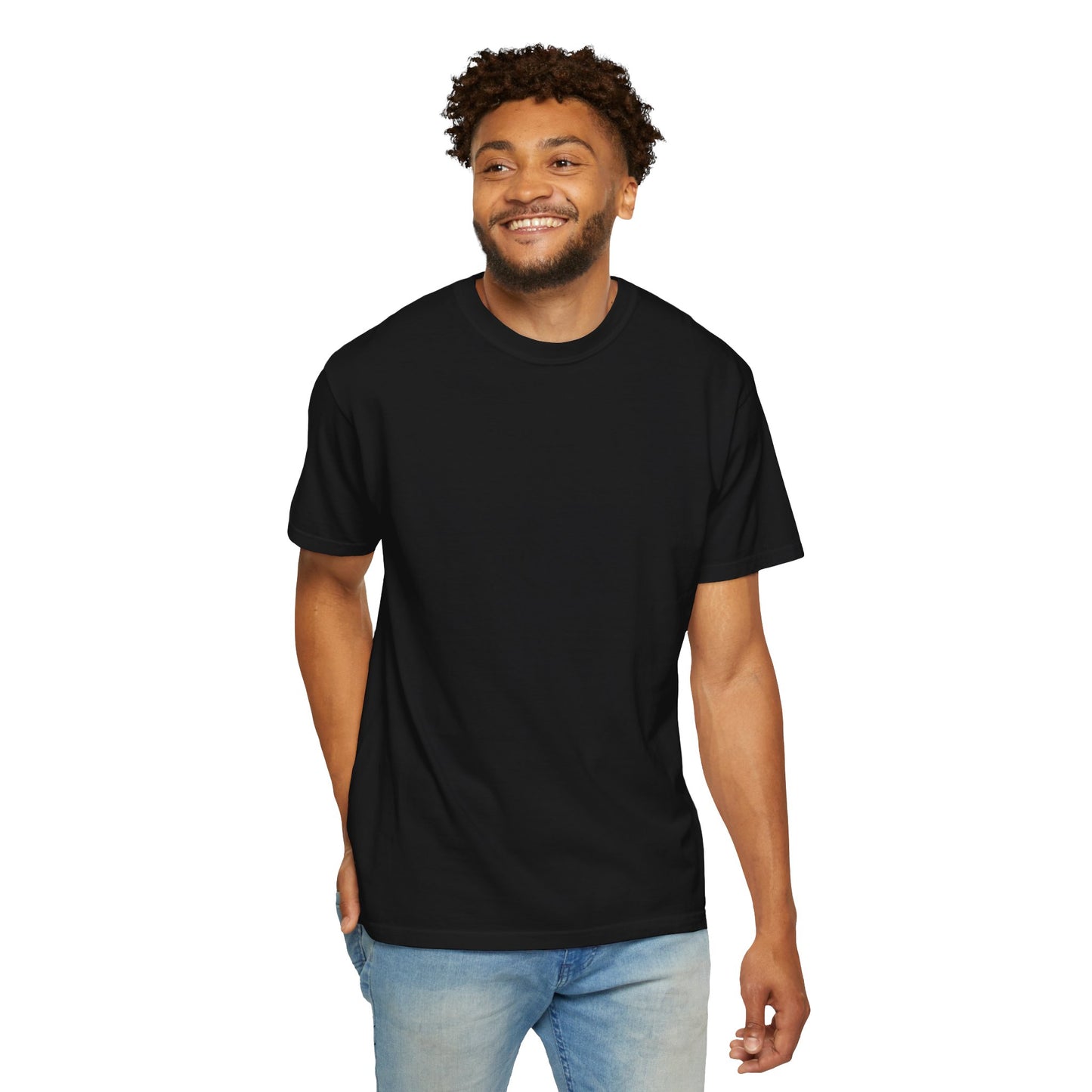 Front view of Black t-shirt with a crew neck and short sleeves, featuring the slogan 'SIEM SMARTER, NOT HARDER' printed on the back.
