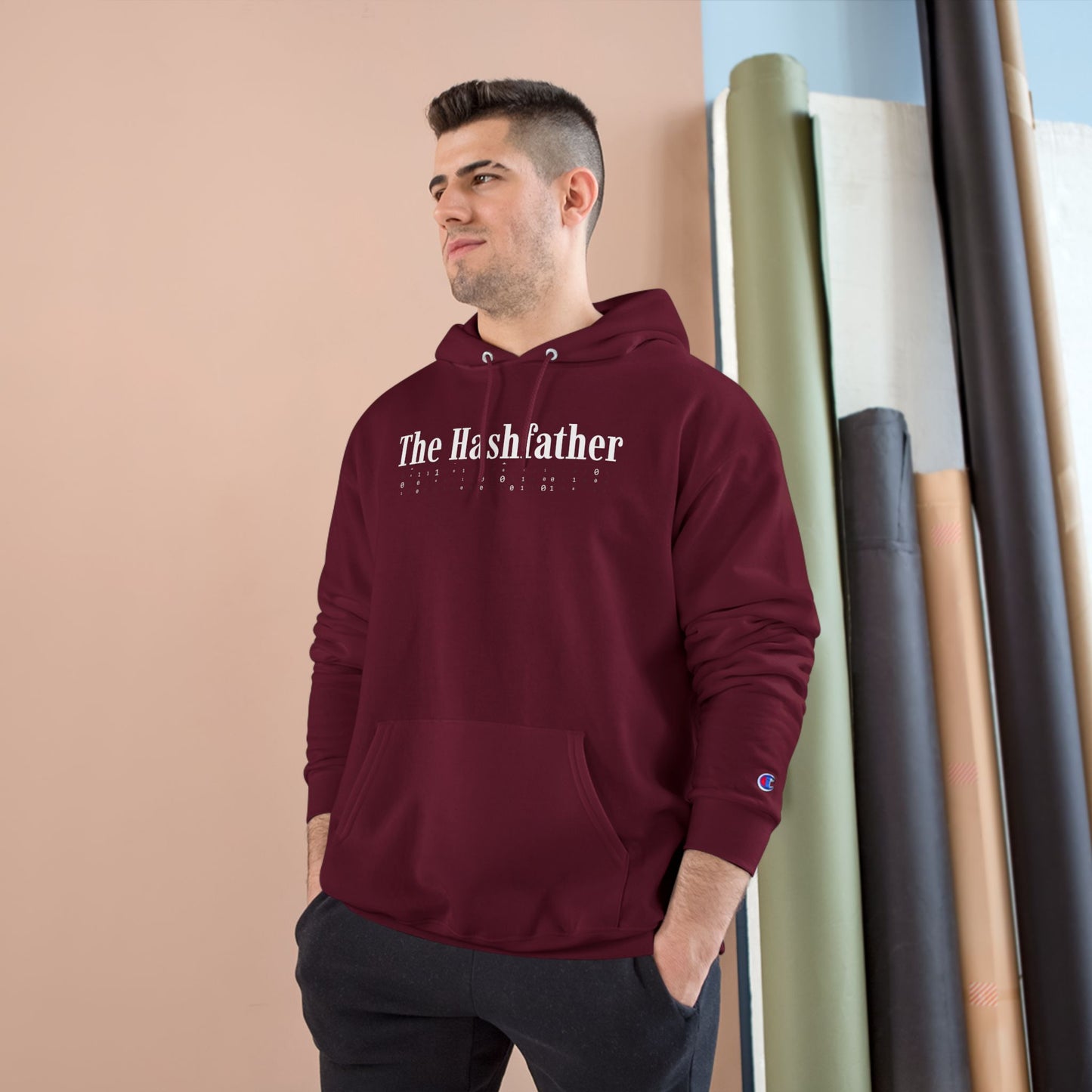 Funny IT Champion Hoodie – HashFather Sweatshirt in Maroon, SysAdmin Gift Idea