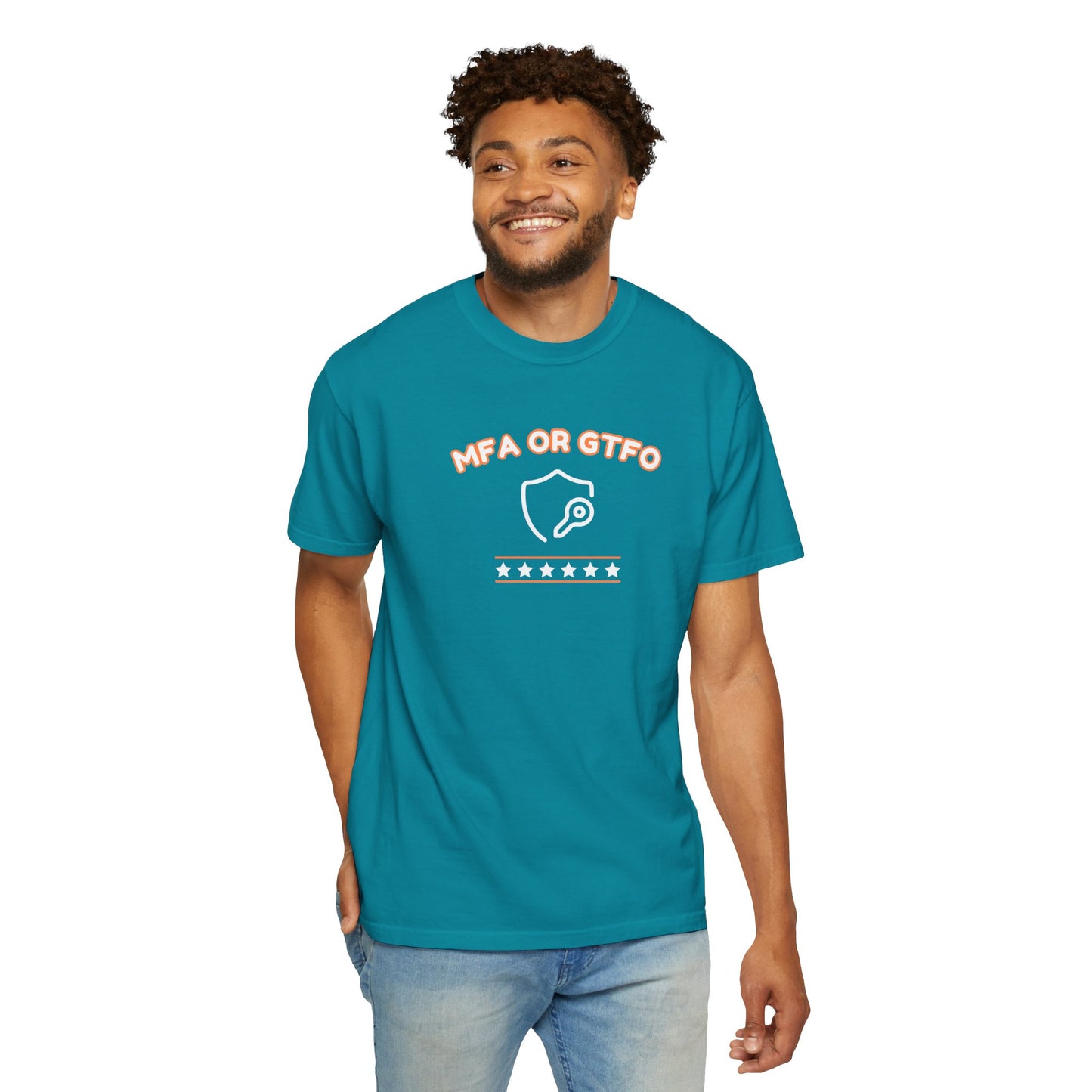 Blue Cybersecurity Humor T-Shirt – MFA or GTFO Slogan for Ethical Hackers & IT Pro