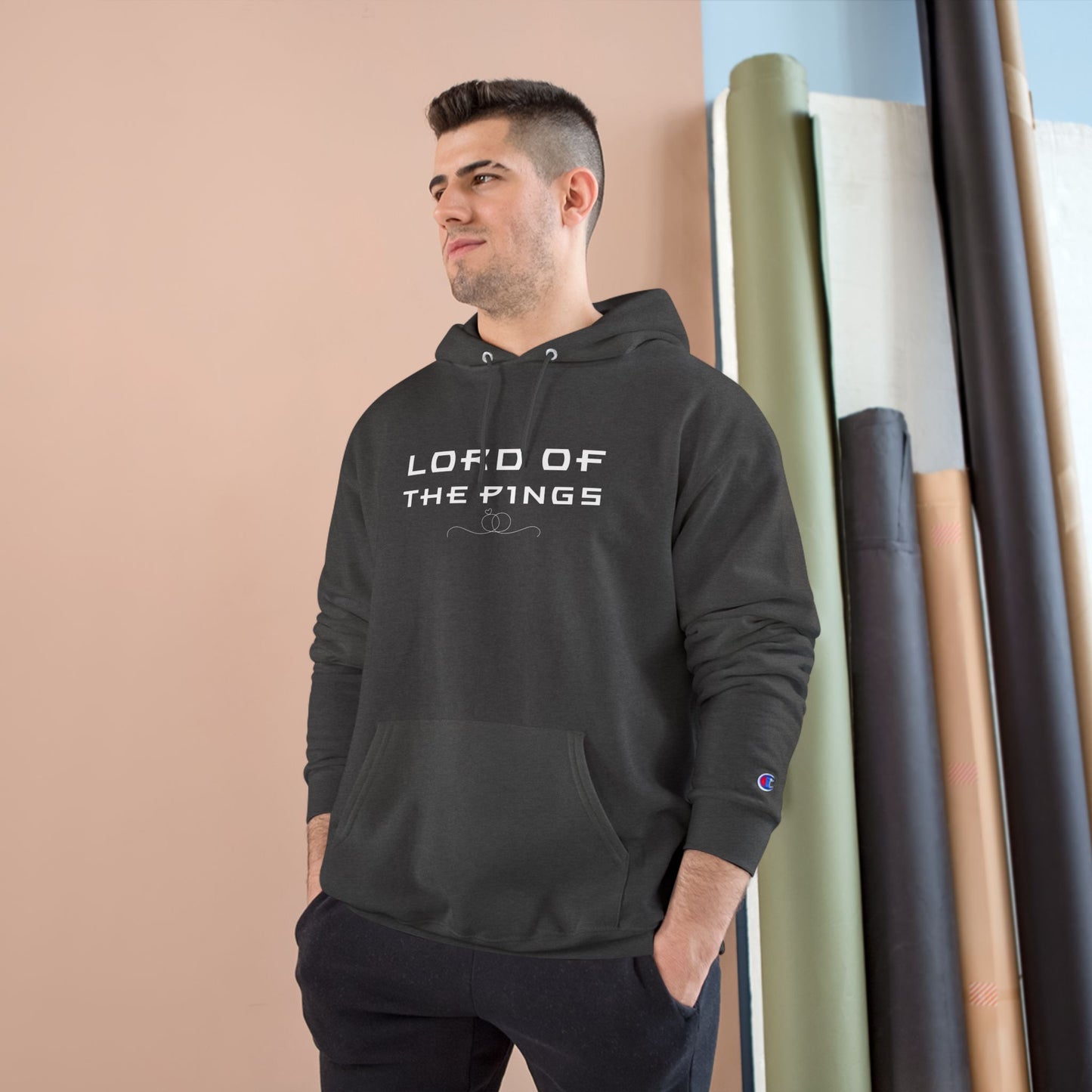 Lord of the Pings Charcoal Heather Hoodie – Funny IT Champion Sweatshirt