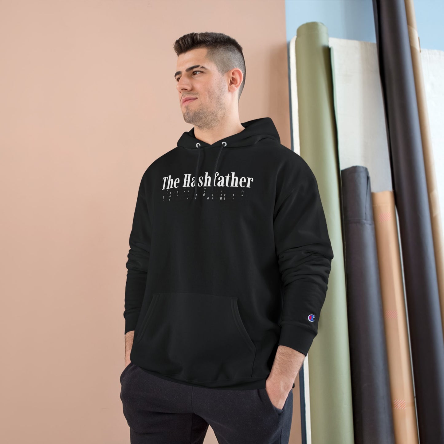 Funny IT Champion Hoodie – HashFather Sweatshirt in Black, Cybersecurity Joke Apparel