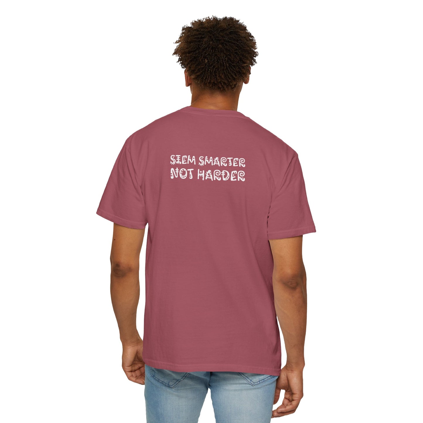 Crimson red t-shirt with a crew neck and short sleeves.