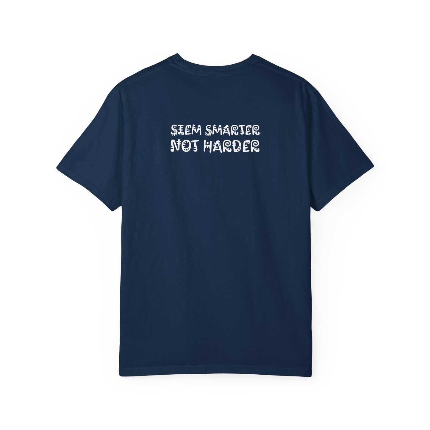 Navy blue t-shirt with a crew neck and short sleeves.
