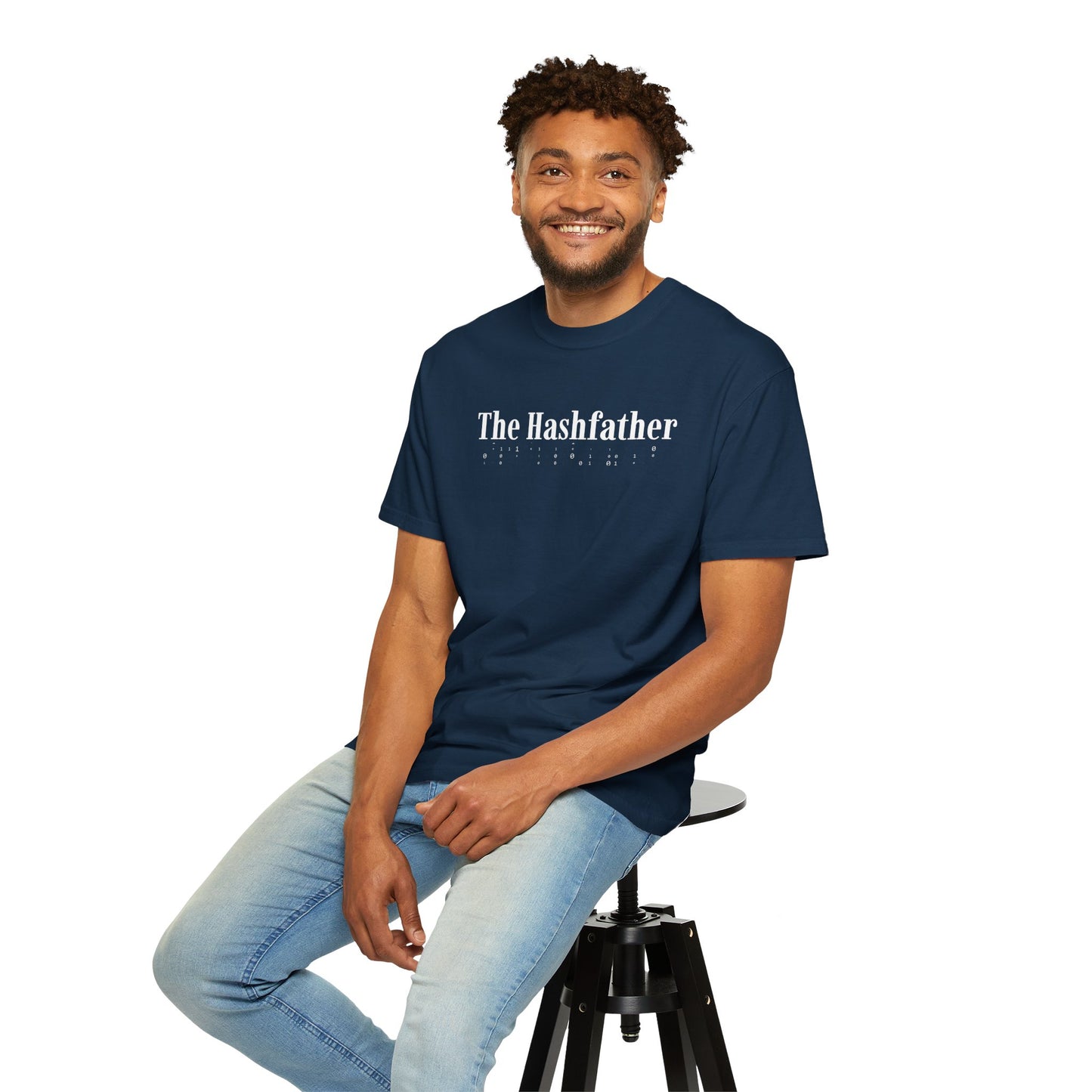 The HashFather IT T-Shirt in True Navy – Funny cybersecurity apparel for ethical hackers, network engineers, and IT pros