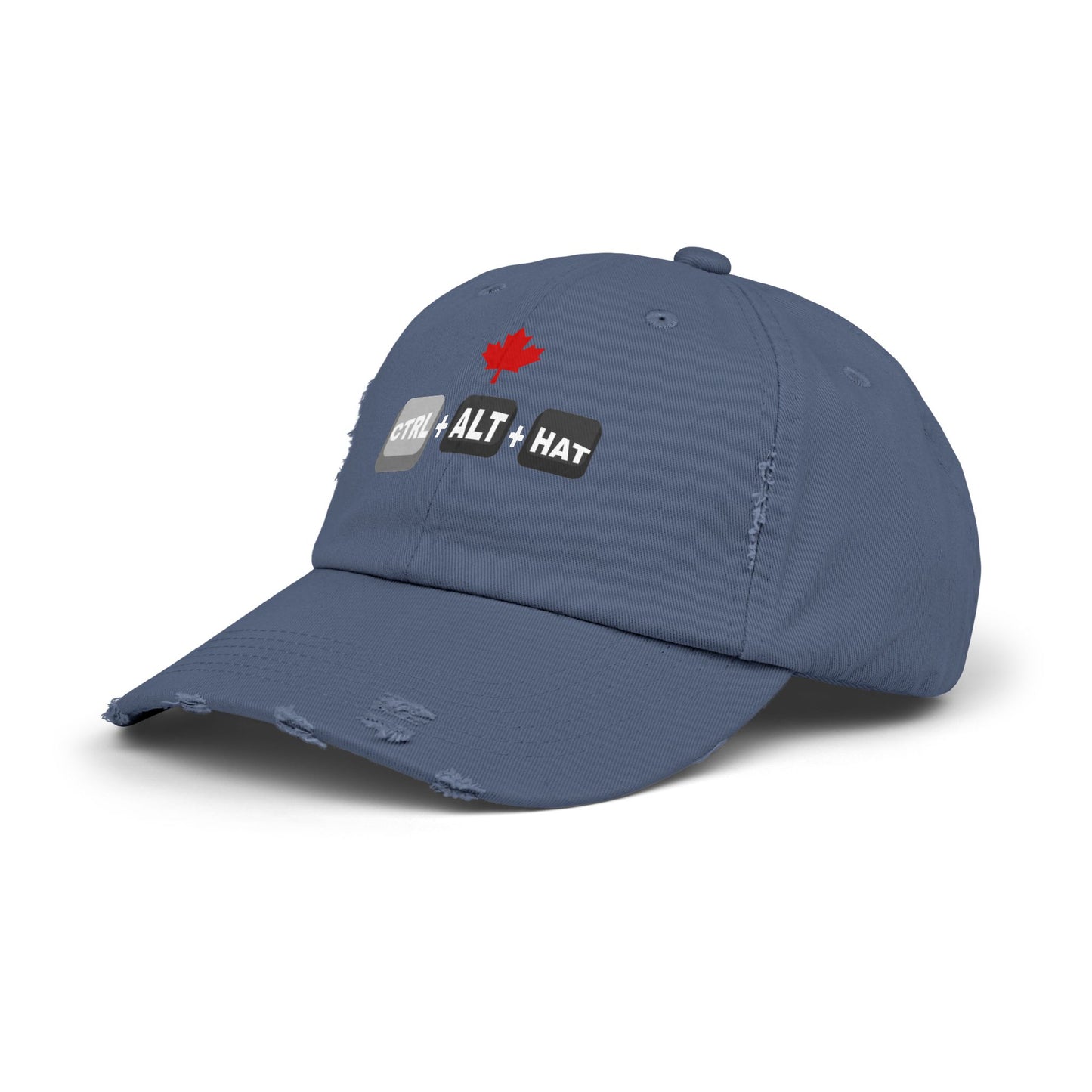 Side-angle view of Scotland blue vintage-style tech dad cap with breathable cotton, curved brim, and relaxed fit