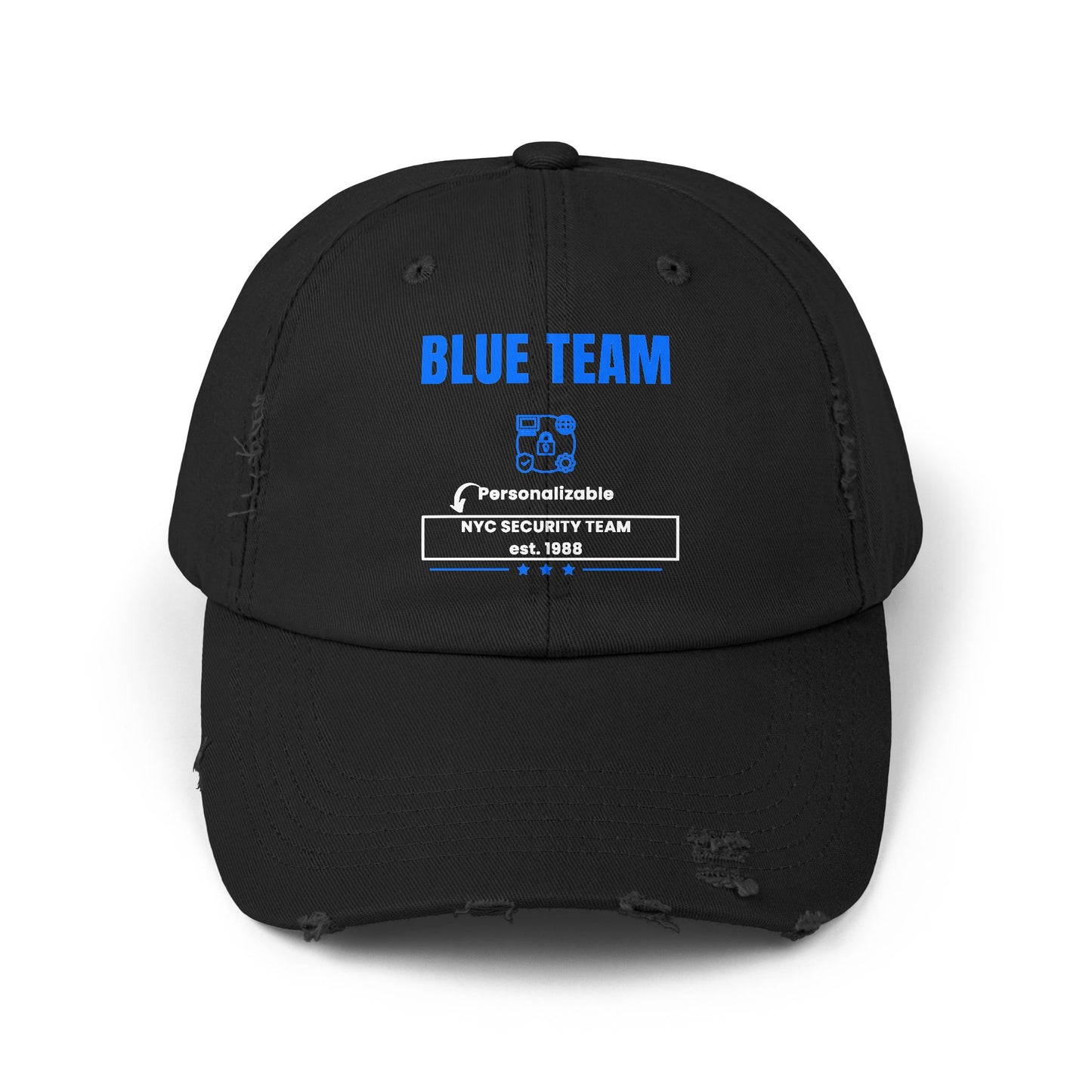 Black personalized Blue Team hat – Custom cybersecurity cap for SOC analysts, IT pros, and ethical hackers