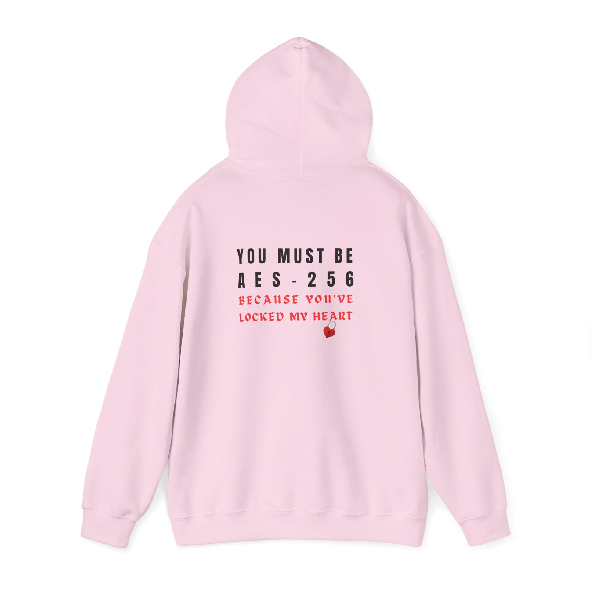 Light pink hacker hoodie with cyber awareness message. Perfect IT-themed gift for professionals