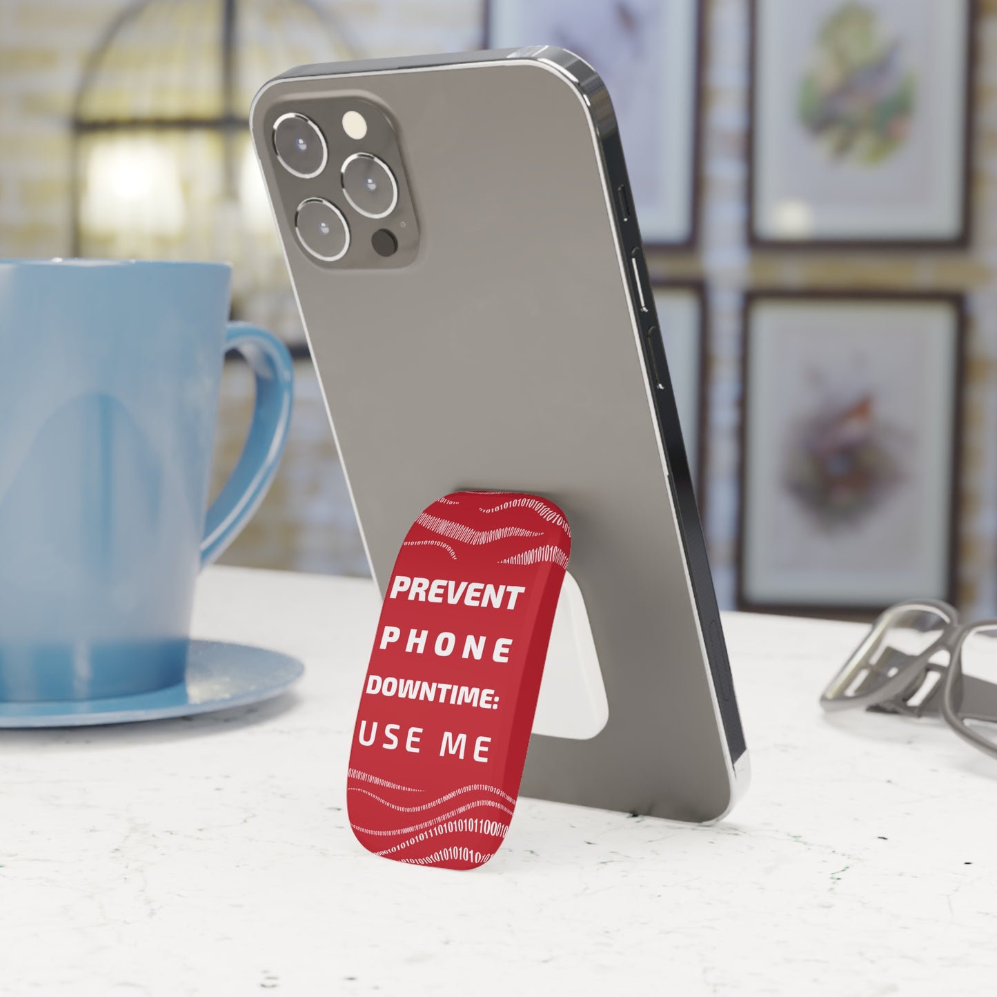 Matte 'Prevent Phone Downtime' Phone Stand - Red