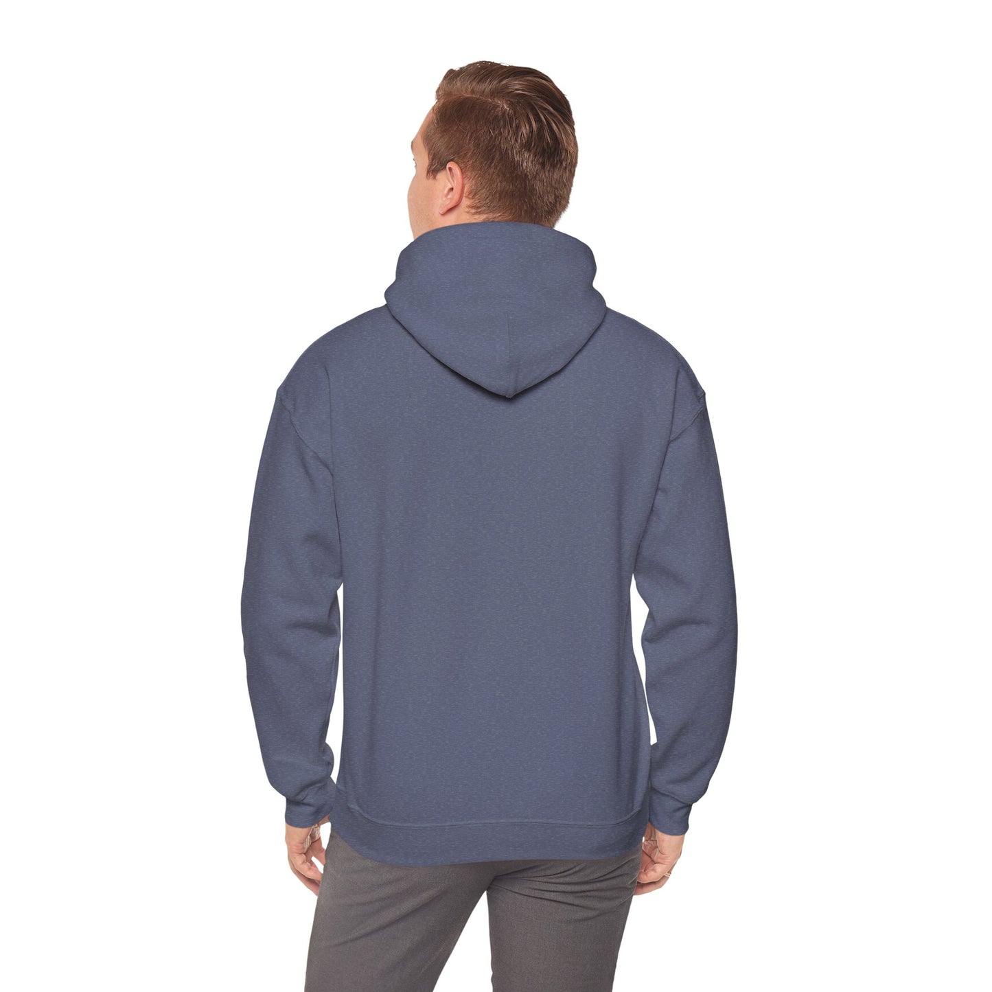 Heather Navy cybersecurity hoodie, front view without model, SOC analyst clothing, ethical hacker fashion