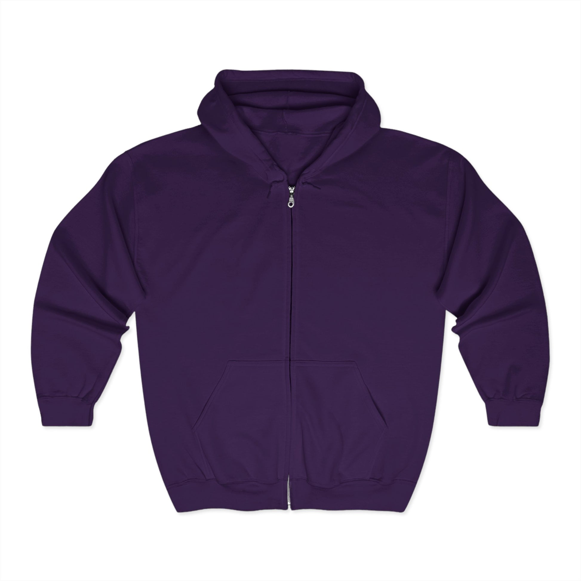 Purple 'A Patch Too Far' zip hoodie front