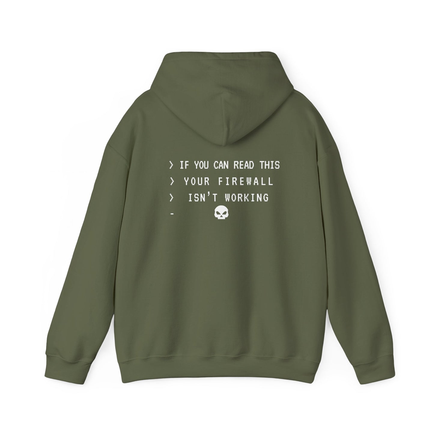 Tech hoodie with firewall security joke. Great IT gift for cybersecurity pros and pentesters