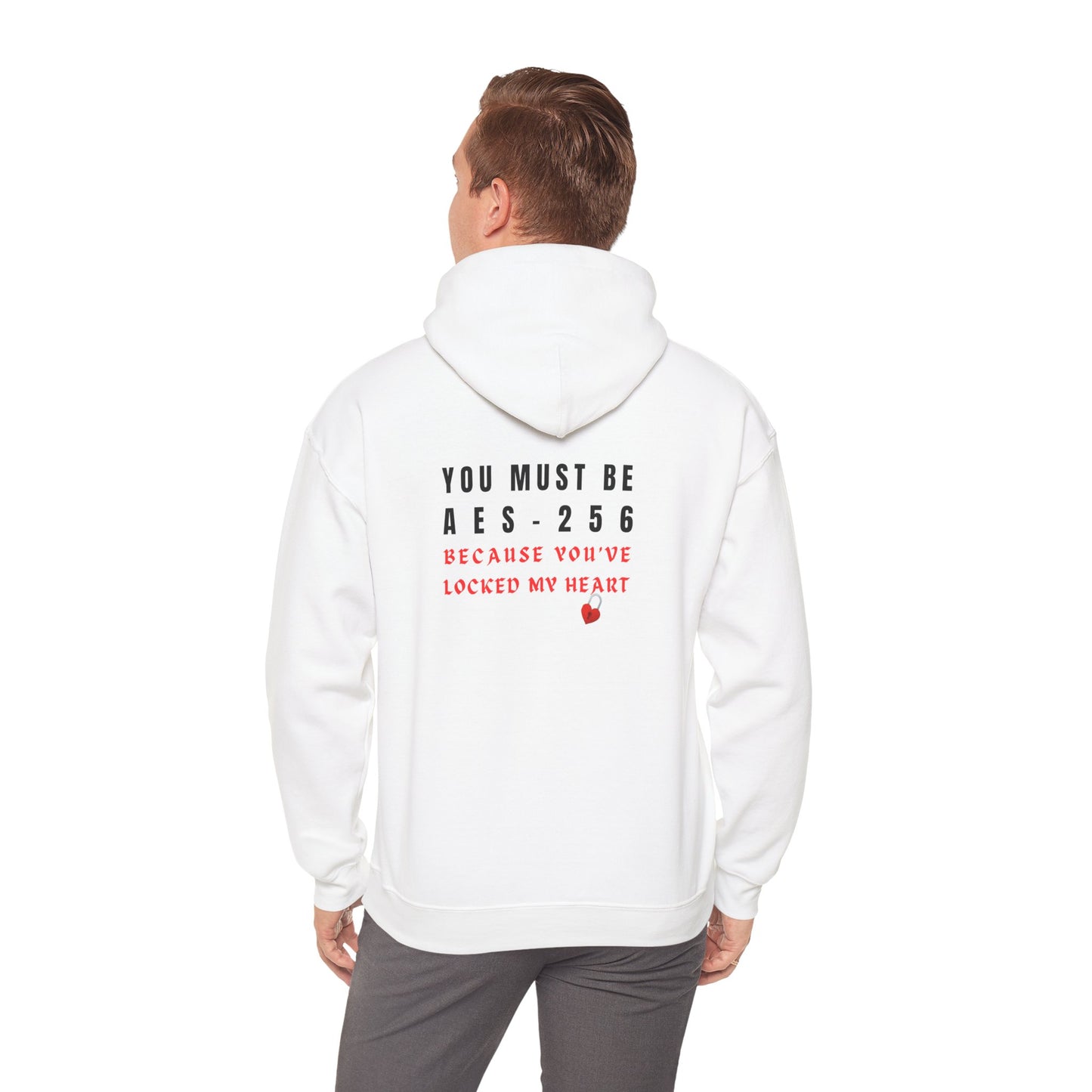 White cybersecurity hoodie with bold security slogan. Ideal for IT and cybersecurity pros.
