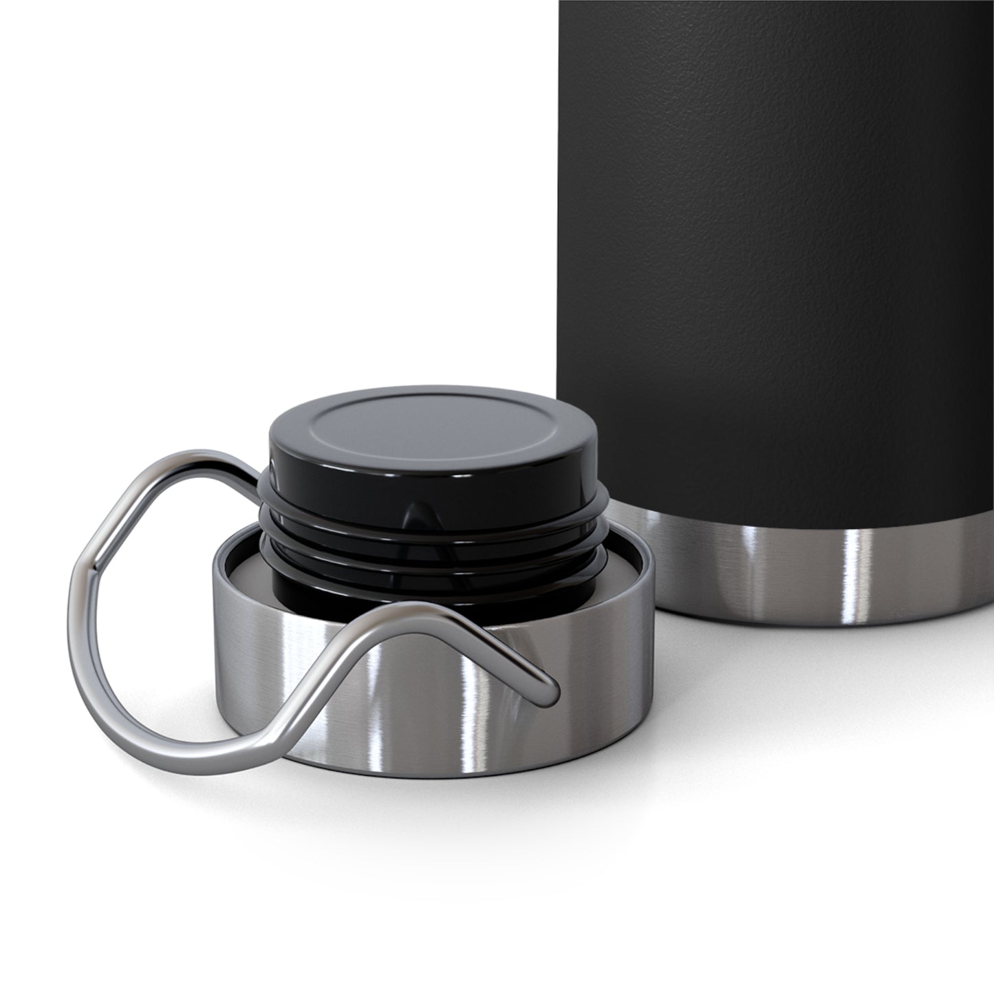 Leak-proof, spill-resistant lid of black copper vacuum-insulated water bottle – secure screw-top design for IT and tech professionals on the go